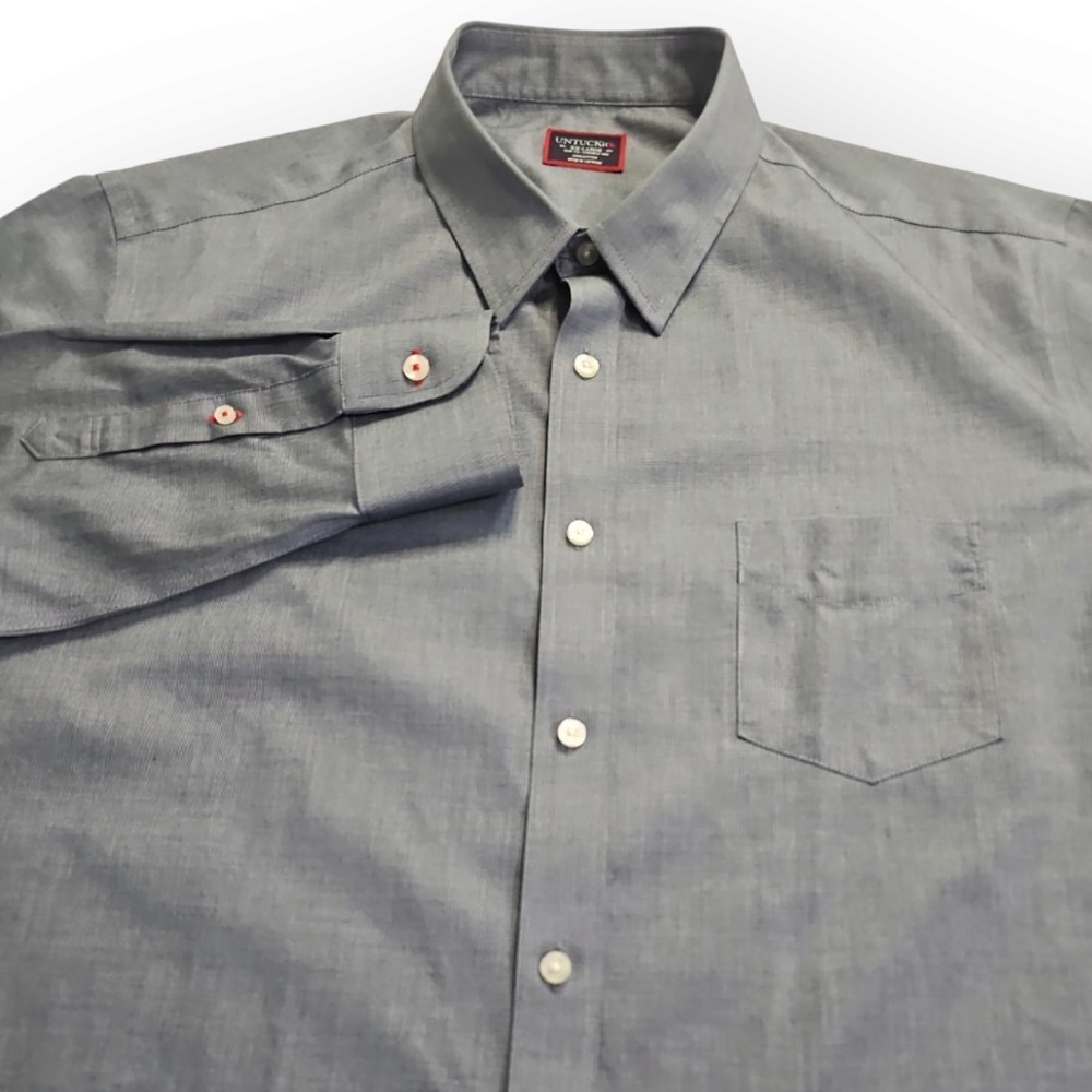 UNTUCKit Men's XX-Large / XXL Slim Fit Wrinkle Free Blue Long Sleeve Shirt